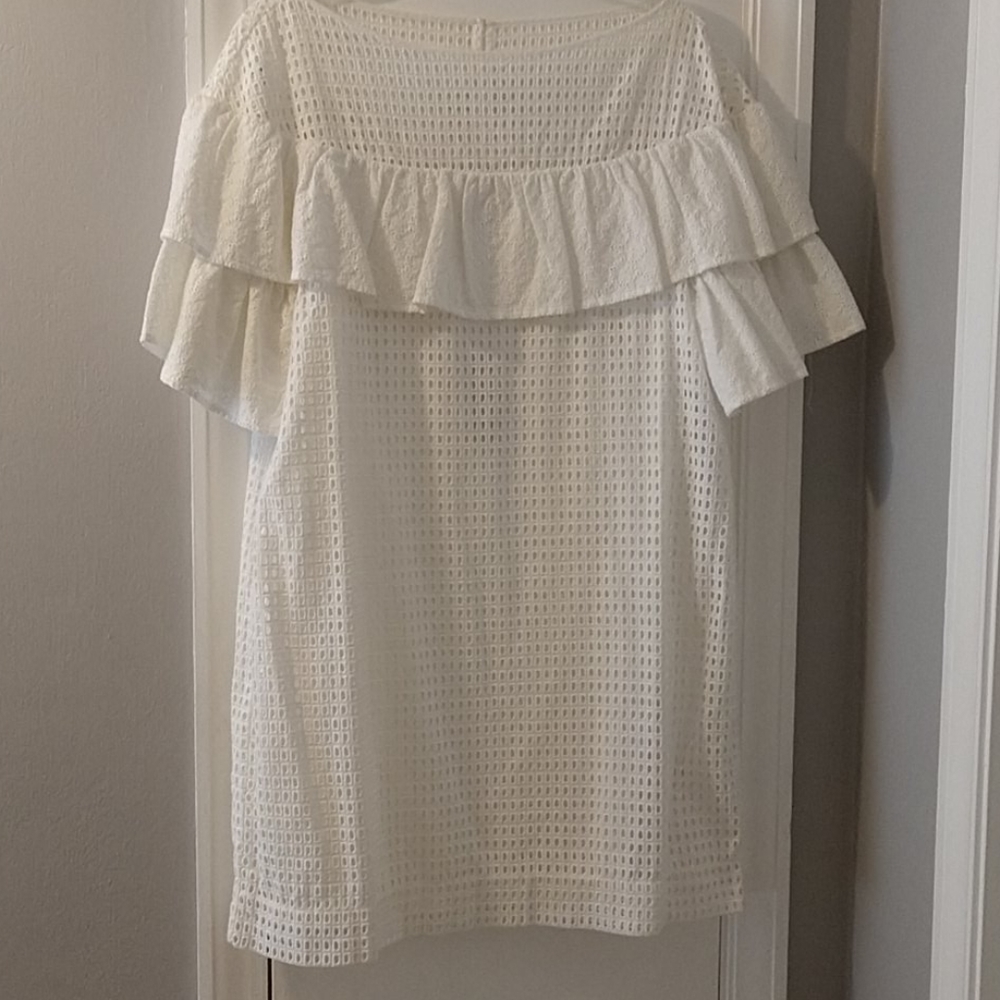 J Crew white short sleeves dress